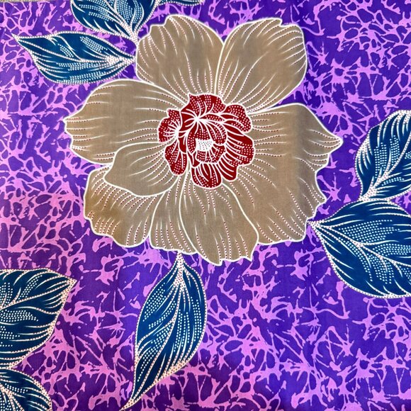 Real Holland Wax Print Fabric 100% Cotton 6 Yrds Purple Floral Original Holland - Picture 4 of 7